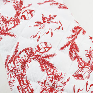 Holiday Toile Red Quilted Stocking